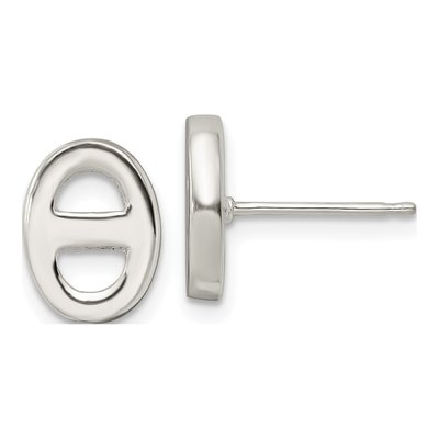 Sterling Silver Oval Button Stud Earrings