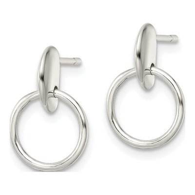 Sterling Silver Circle Dangle Earrings – view 3