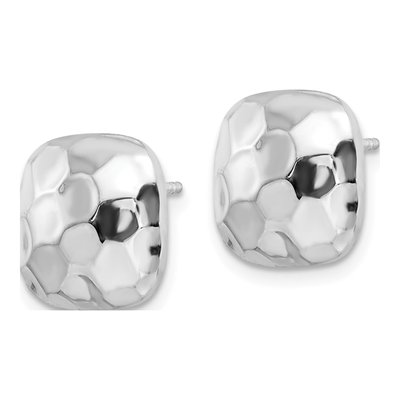 Sterling Silver Square Button Stud Earrings – view 3