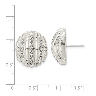 Sterling Silver Round Crystal Button Stud Earrings – view 5