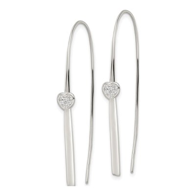 Sterling Silver CZ Heart Threader Earrings – view 3