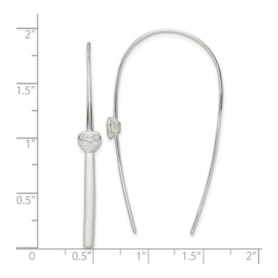 Sterling Silver CZ Heart Threader Earrings – view 5