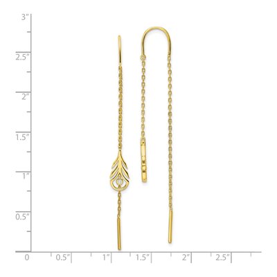 Gold-Plated Sterling Silver CZ Feather Threader Earrings – view 5