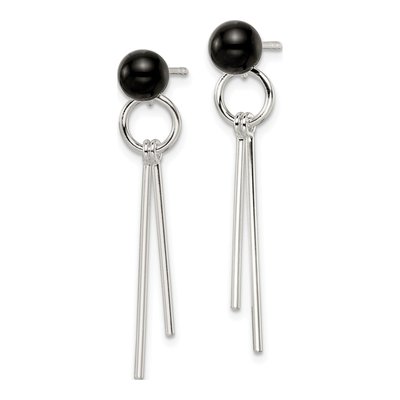 Sterling Silver Onyx Bars Dangle Earrings – view 3