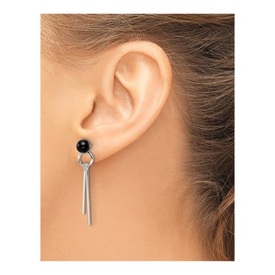 Sterling Silver Onyx Bars Dangle Earrings – view 4