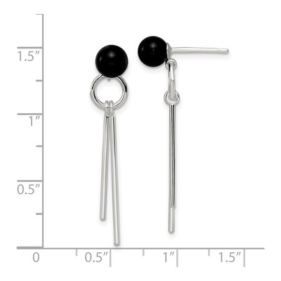 Sterling Silver Onyx Bars Dangle Earrings – view 5