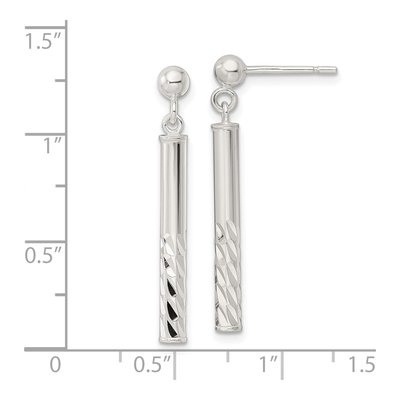 Sterling Silver Diamond-Cut Bar Dangle Earrings – view 5