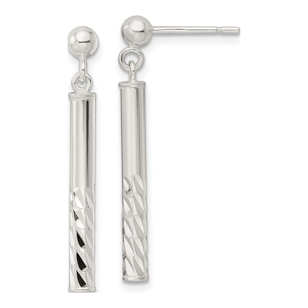 Sterling Silver Diamond-Cut Bar Dangle Earrings