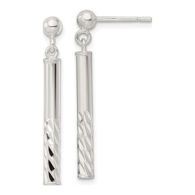 Sterling Silver Diamond-Cut Bar Dangle Earrings