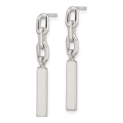 Sterling Silver Bar Link Dangle Earrings – view 3