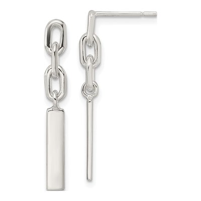 Sterling Silver Bar Link Dangle Earrings