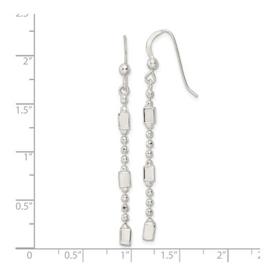 Sterling Silver Square Beaded French Wire Dangle Earrings – view 5