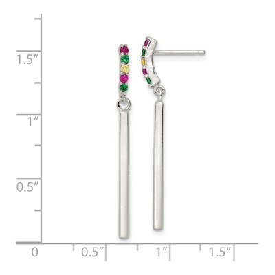 Sterling Silver CZ Multi-Color Bar Dangle Earrings – view 5