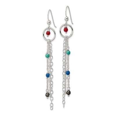 Sterling Silver Multicolor Glass Dangle Earrings – view 3