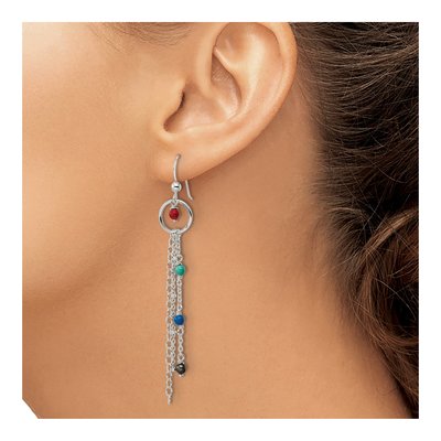 Sterling Silver Multicolor Glass Dangle Earrings – view 4