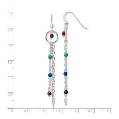 Sterling Silver Multicolor Glass Dangle Earrings – view 5