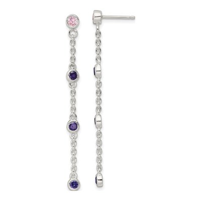 Sterling Silver CZ Dangle Earrings