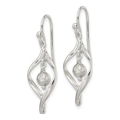 Sterling Silver Twist Ball Dangle Earrings – view 3