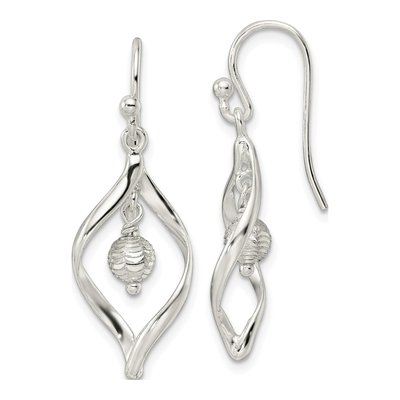 Sterling Silver Twist Ball Dangle Earrings