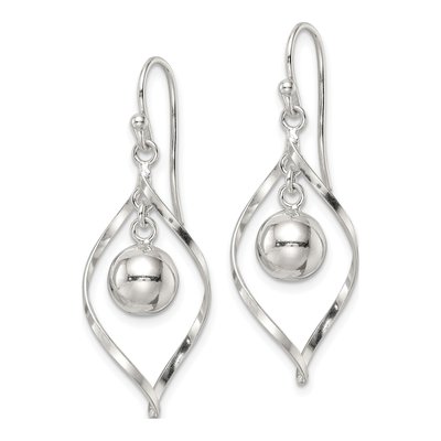 Sterling Silver Twisted Ball Dangle Earrings – view 3