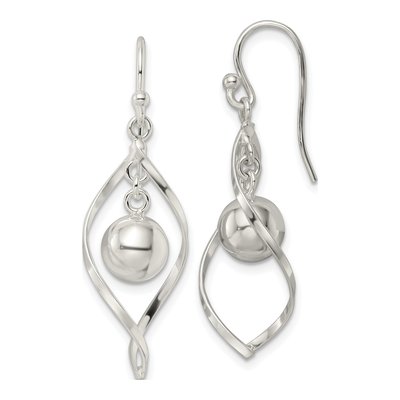 Sterling Silver Twisted Ball Dangle Earrings