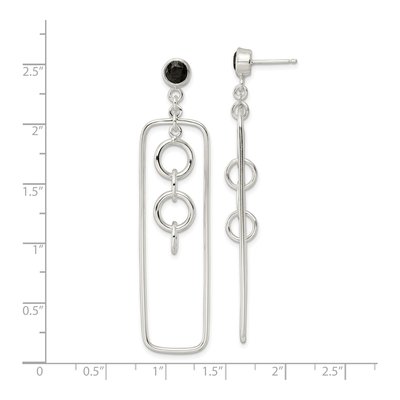 Sterling Silver CZ Rectangle Dangle Earrings – view 5