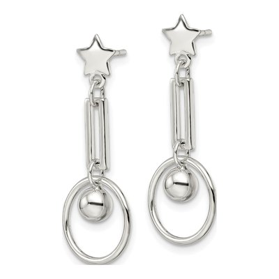Sterling Silver Star Circle Dangle Earrings – view 3
