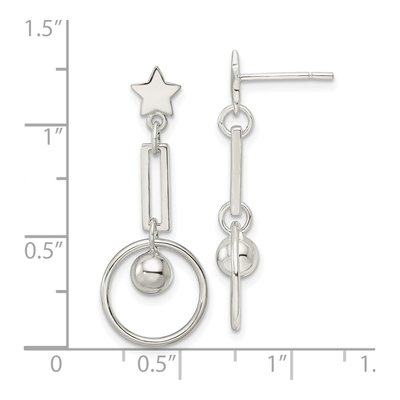 Sterling Silver Star Circle Dangle Earrings – view 5