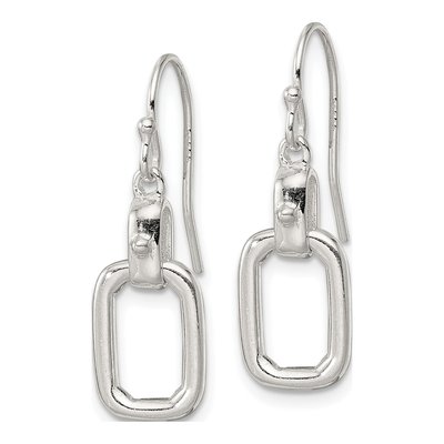 Sterling Silver Rectangle Link Dangle Earrings – view 3