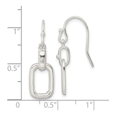 Sterling Silver Rectangle Link Dangle Earrings – view 5