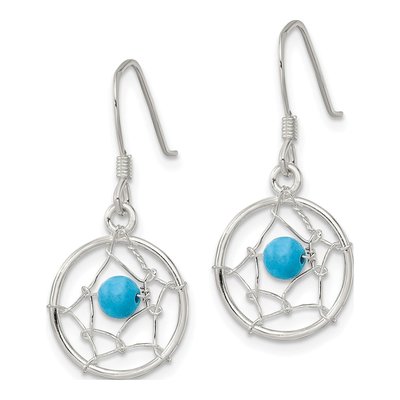 Sterling Silver Turquoise Dream Catcher Dangle Earrings – view 3
