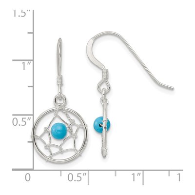 Sterling Silver Turquoise Dream Catcher Dangle Earrings – view 5