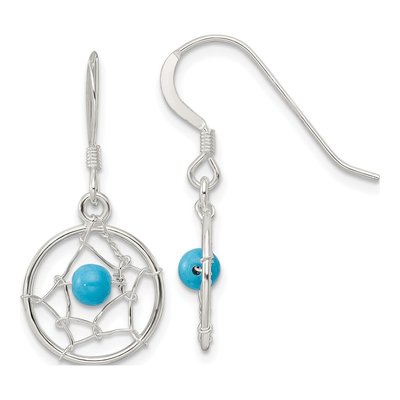 Sterling Silver Turquoise Dream Catcher Dangle Earrings