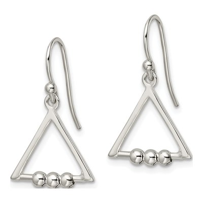 Sterling Silver Beaded Triangle Dangle Earrings – view 3
