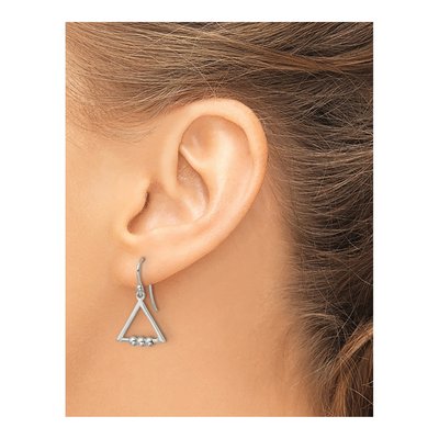 Sterling Silver Beaded Triangle Dangle Earrings – view 4