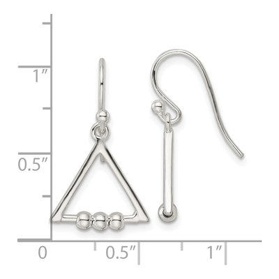 Sterling Silver Beaded Triangle Dangle Earrings – view 5