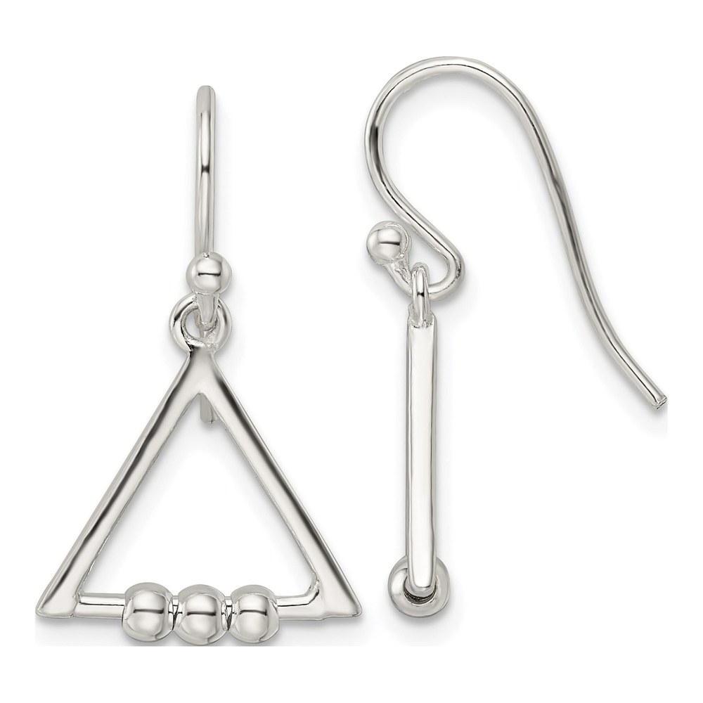 Sterling Silver Beaded Triangle Dangle Earrings