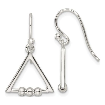 Sterling Silver Beaded Triangle Dangle Earrings