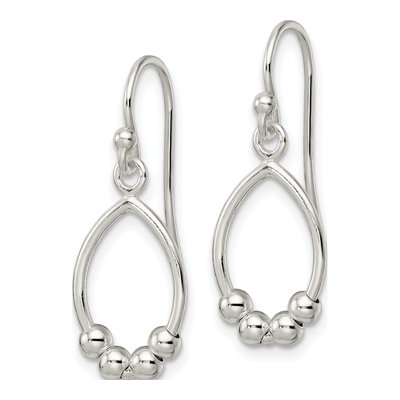 Sterling Silver Beaded Teardrop Dangle Earrings – view 3