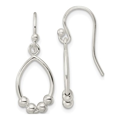 Sterling Silver Beaded Teardrop Dangle Earrings