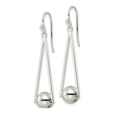Sterling Silver Triangle Ball Dangle Earrings – view 3