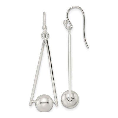 Sterling Silver Triangle Ball Dangle Earrings