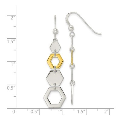 Gold-Plated Sterling Silver Hexagon Dangle Earrings – view 5