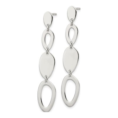 Sterling Silver Fancy Oval Dangle Earrings – view 3
