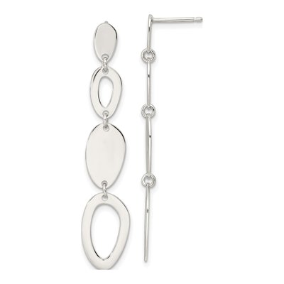 Sterling Silver Fancy Oval Dangle Earrings