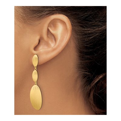 Gold-Plated Sterling Silver Triple Oval Dangle Earrings – view 4