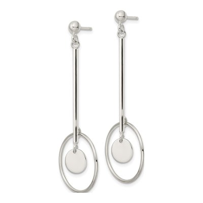 Sterling Silver Bar Circle Dangle Earrings – view 3