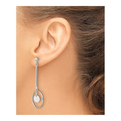 Sterling Silver Bar Circle Dangle Earrings – view 4