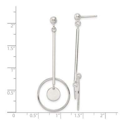 Sterling Silver Bar Circle Dangle Earrings – view 5