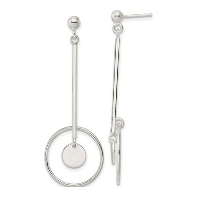 Sterling Silver Bar Circle Dangle Earrings